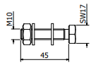 TF-6620 Mounting Set on steel M10x45mm AISI 316