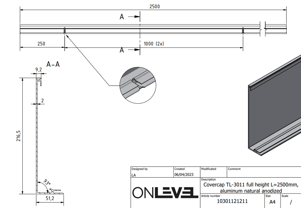 TL-3011 Cover Cap (Full Height)