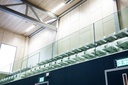 TL-3031 | Glas Profiel | glass balustrade | sport center | stand | monted on concrete
