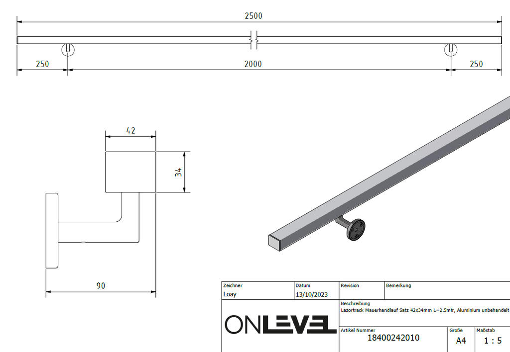 LAZORTRACK Complete Set Aluminium Voor Muurbevestiging