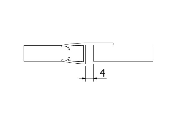 Douche deur afdichting met 180° vooraanslag lange versie voor glas 8mm L=2200mm, kunststof transparant