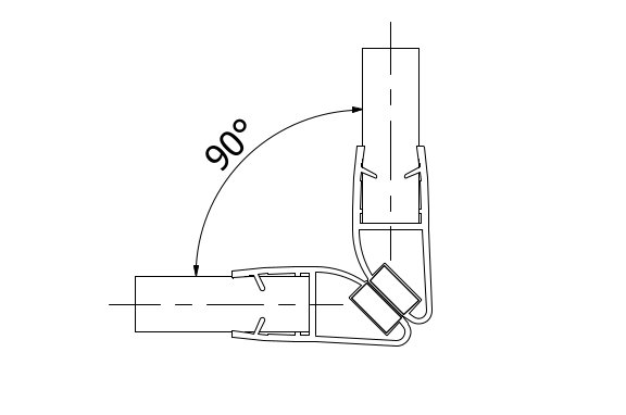 Douche deur afdichting 90° met magneet voor glas 8mm L=2200mm, kunststof zwart