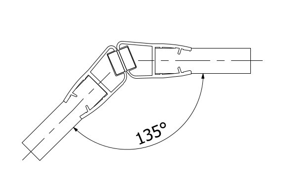 Douche deur afdichting 135° met magneet voor glas 8mm L=2200mm, kunststof transparant