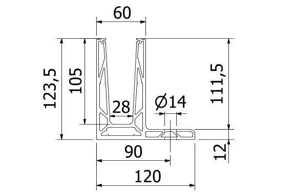 TL-3080 Glas profiel  L=5000mm aluminium ARMOR RAL