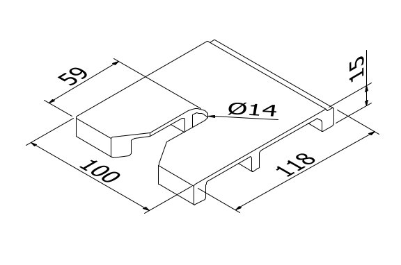 TL-6081 Afstandhouder dikte 15mm alum. RAL struct.