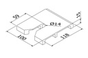 TL-6081 Afstandhouder dikte 15mm alum. nat. geanodiseerd
