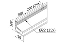 AIRFORCE glas profiel L=5000mm, aluminium onbehandeld