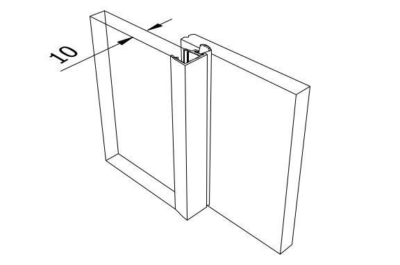 SunView windbescherming profiel voor glas 10mm L=3000mm, kunststof