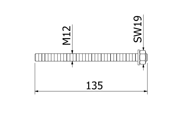 Bevestigingsanker MKT VMU-A M12x135 staal verzinkt