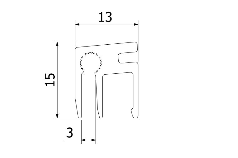 Top-cover 1.0kN, B=3mm, L=5000mm alum. RAL glanzend