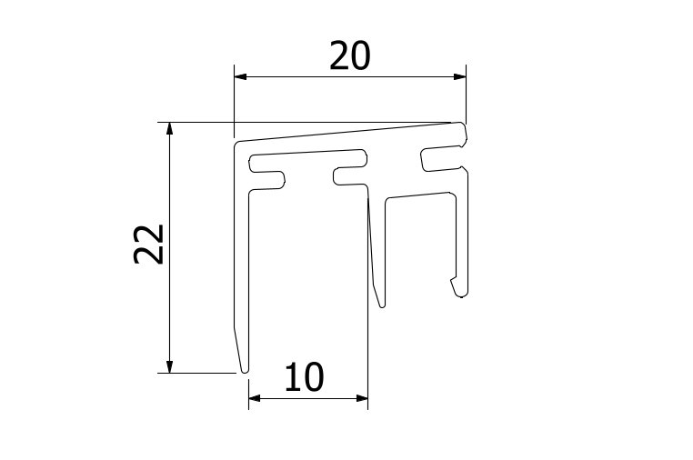 Top-cover 1.0kN, B=10mm, L=5000mm aluminium onbehandeld
