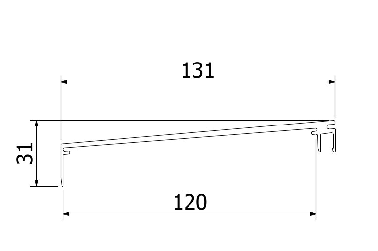 Top-cover 1.0kN, B=120mm, L=5000mm aluminium RAL mat