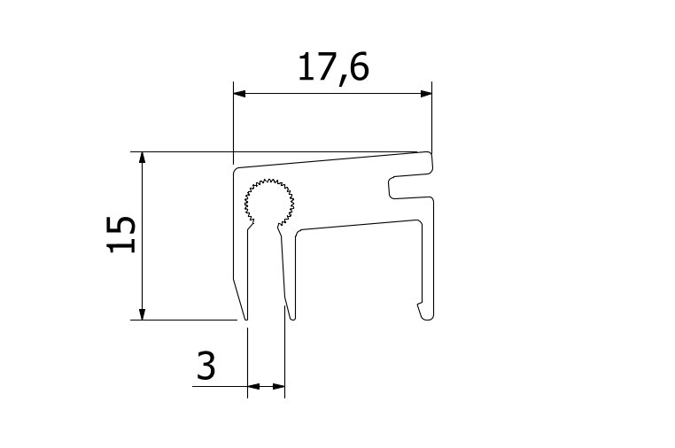 Top-cover 3.0kN, B=3mm, L=5000mm aluminium RAL (struct.)