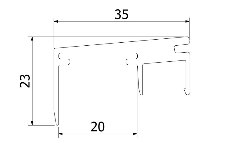Top-cover 3.0kN, B=20mm, L=5000mm aluminium RAL mat