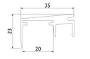 Top-cover 3.0kN, B=20mm, L=5000mm aluminium onbehandeld