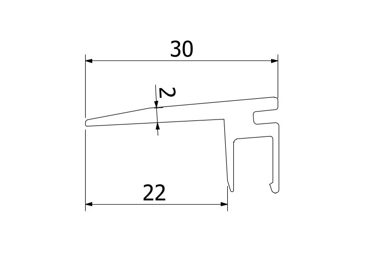 Floor-connect 1.0kN, B=20mm, L=5000mm alum. RAL glanzend