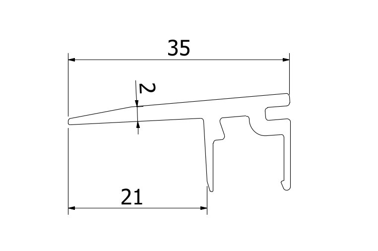 Floor-connect 3.0kN, B=20mm, L=5000mm aluminium onbehandeld