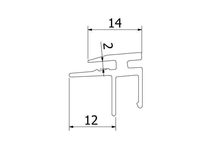 Top-cover 1.0kN, horiz. B=2mm L=5000mm, aluminium naturel geanodiseerd