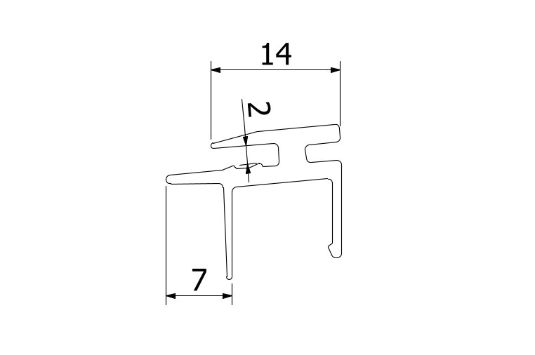Top-cover 3.0kN, horiz. B=2mm L=5000mm, aluminium naturel geanodiseerd