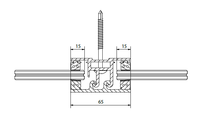 SKYFORCE-Top center post incl. rubberset for glass 12.76mm height 1100mm, alum. anthr. grey matt (RAL 7016)