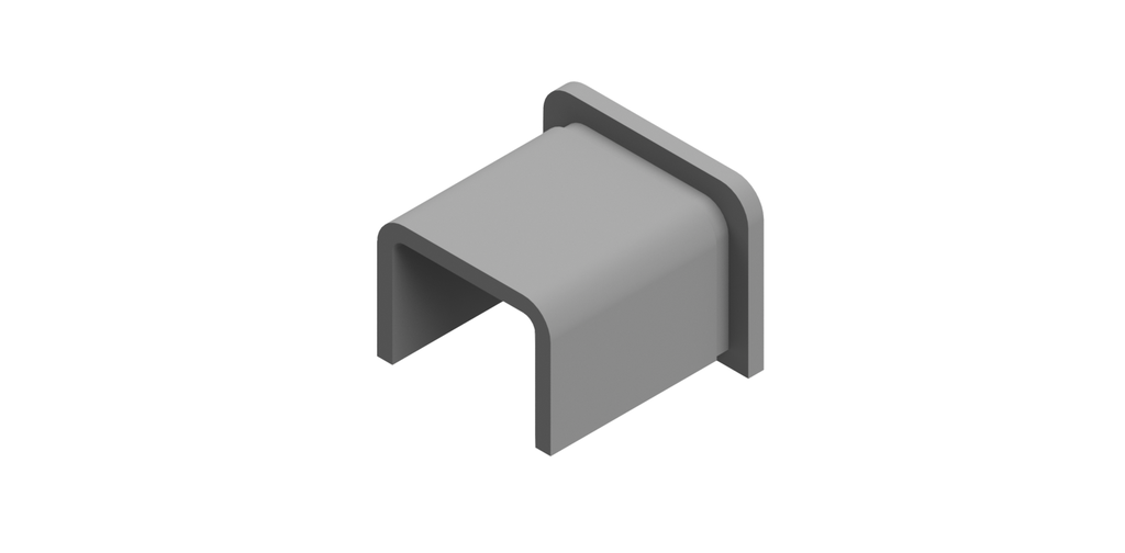 Endekappe flad til U-profil 26x20x2mm, AISI 316 satin (model 2025)