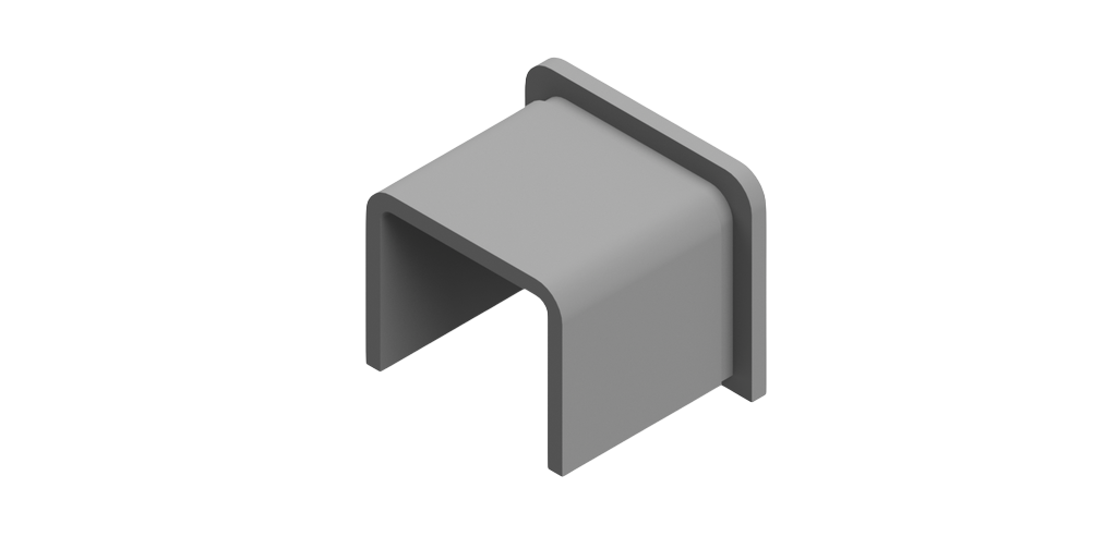 Endelokk flat for U-profil 30x25x2mm, AISI 304 satineret (modell 2025)