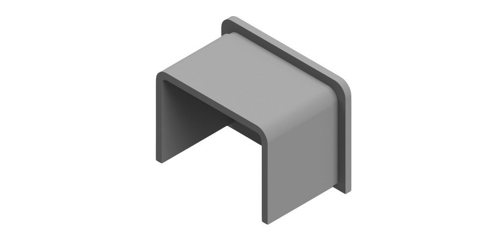 Ändlock platt för U-profil 40x30x2 mm, AISI 316 satinerad (modell 2025)