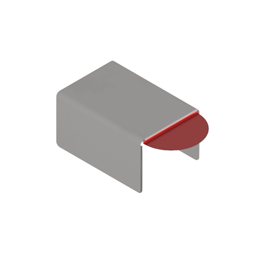 Tilslutning dækning til U-profil 26x20x2mm, AISI 304 satin