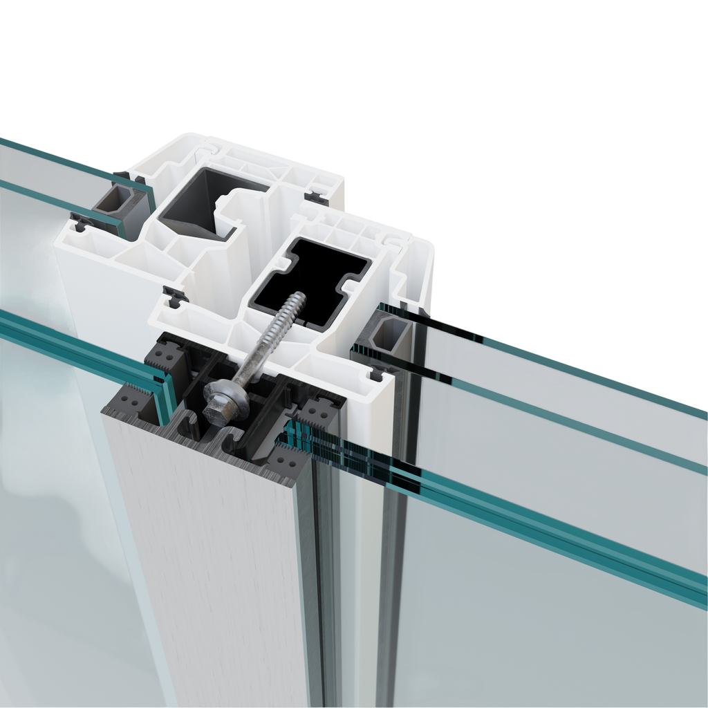 SKYFORCE-Top senter post inkl. gummiset for glass 12.76mm høyde 1100mm, alum. antrasittgrå matte (RAL 7016)