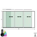 SunView model 1 left opening 4-lanes full height L=xxxxmm (max. 5000mm) H=xxxxmm (max. 2600mm), aluminum RAL shiny (excl. locks, drivers and glass)
