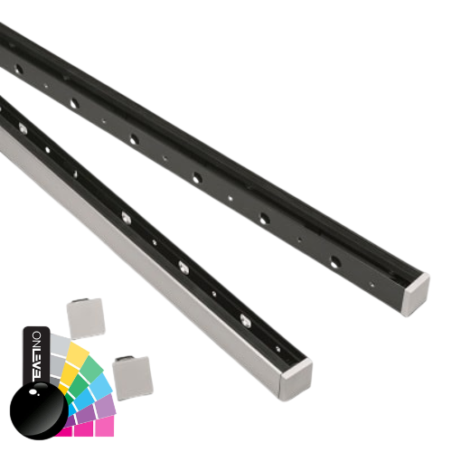 SKYFORCE-Top set incl. glass rubbers for glass 10.76/12.76mm height 500mm, alum. RAL shiny