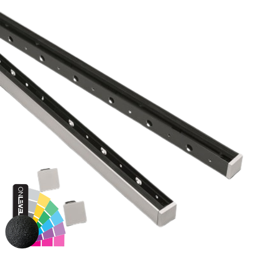 SKYFORCE-Top sæt inkl. glasgummi til glas 10.76/12.76mm højde 500mm, aluminium RAL struktur