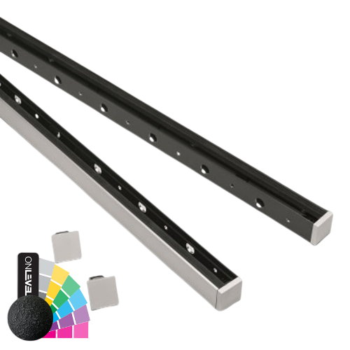 SKYFORCE-Top sett inkl. glassgummi til glass 10.76/12.76mm høyde 500mm, aluminium RAL struktur