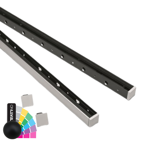 SKYFORCE-Top sæt inkl. glasgummi til glas 10.76/12.76mm højde 500mm, aluminium RAL mat