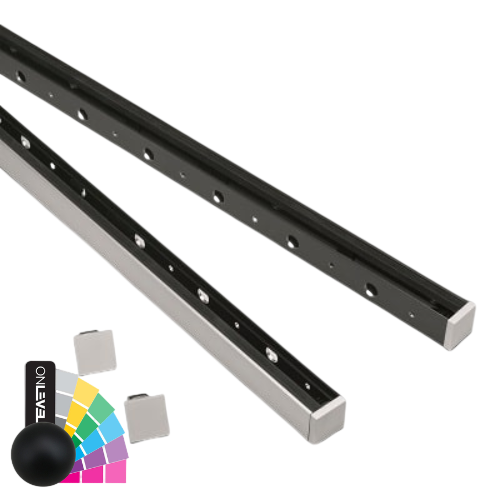 SKYFORCE-Top sett inkl. glassgummi til glass 10.76/12.76mm høyde 500mm, aluminium RAL matte