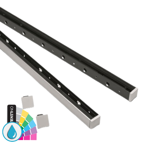 SKYFORCE-Top sæt inkl. glasgummi til glas 10.76/12.76mm højde 500mm, aluminium RAL ARMOR