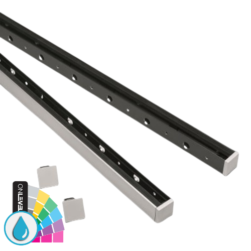 SKYFORCE-Top sett inkl. glassgummi til glass 10.76/12.76mm høyde 500mm, aluminium RAL ARMOR