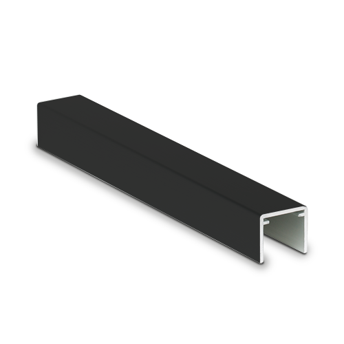 Handrail U-profile 30x28x2mm L=5000mm, aluminum black anodized