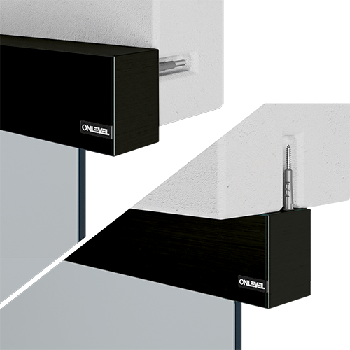 INFINITYSLIDE 69kg set wall/ceiling mounting glass 1-panel including dampers L=2mtr, aluminum black anodized