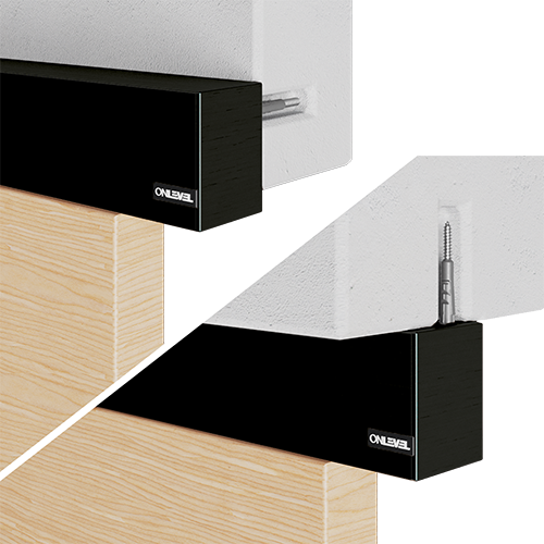 INFINITYSLIDE 69kg set wall/ceiling mounting wood 2-panels including dampers L=4mtr, aluminum black anodized