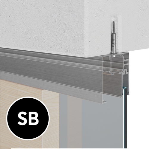INFINITYSLIDE 69kg fast glas sæt (loft) glas/træ 1-panel L=3m, aluminium sort anodiseret