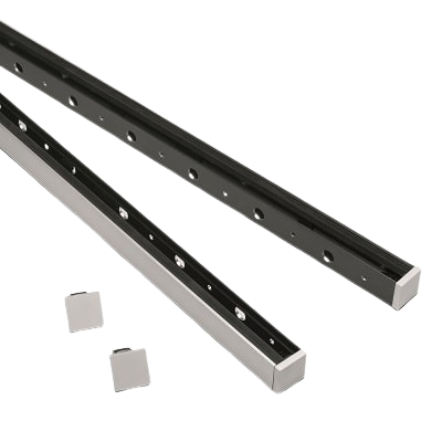 SKYFORCE-Slim set incl. glass rubbers for glass 10.76/12.76mm height 900mm one side covering, aluminum RAL structure