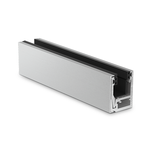 KAZIWALL-side 2-deler profil, glass 16.76mm L=200mm, aluminium natur eloksert