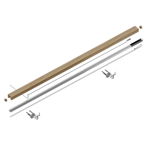 LAZORTRACK wall handrail set 60x40mm L=10mtr indoor, oak laquered