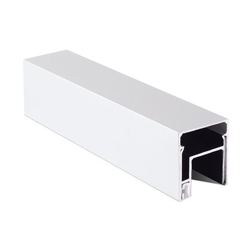 LAZORTRACK complete set 42x48mm glass mounting, glass 8-11mm L=2.5mtr aluminum mill finish