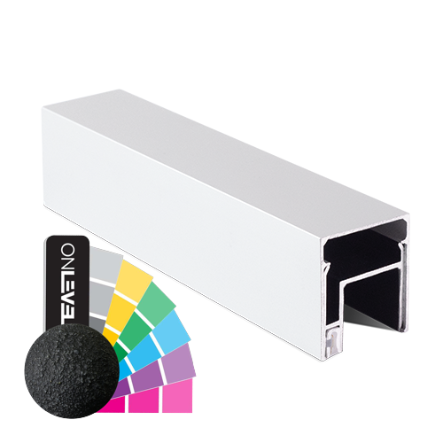 LAZORTRACK komplet sæt 42x48mm glas montering, glas 20-21.5mm L=2.5m aluminium RAL mat strukturlak