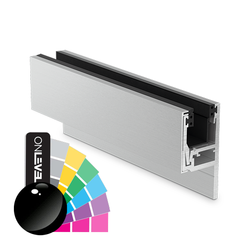 KAZIWALL lateralt profil 2-dele glas 16.76/17.52mm L=2500mm, aluminium RAL blank