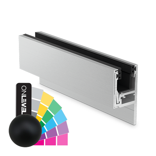KAZIWALL lateralt profil 2-dele glas 16.76/17.52mm L=2500mm, aluminium RAL mat