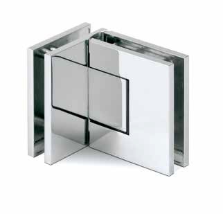 EXCITE brusedør hængsel glas-glas 90°, 2-retningsbestemt glas 8/10mm, messing forkromet