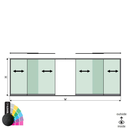 SunView model 1 left/right opening 2-lanes half height L=xxxxmm (max. 6000mm) H=xxxxmm (max. 1700mm), aluminum RAL structure (excl. locks, drivers and glass)